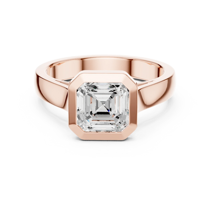 Asscher bezel solitaire ring in rose gold with lab-grown diamond – Australia