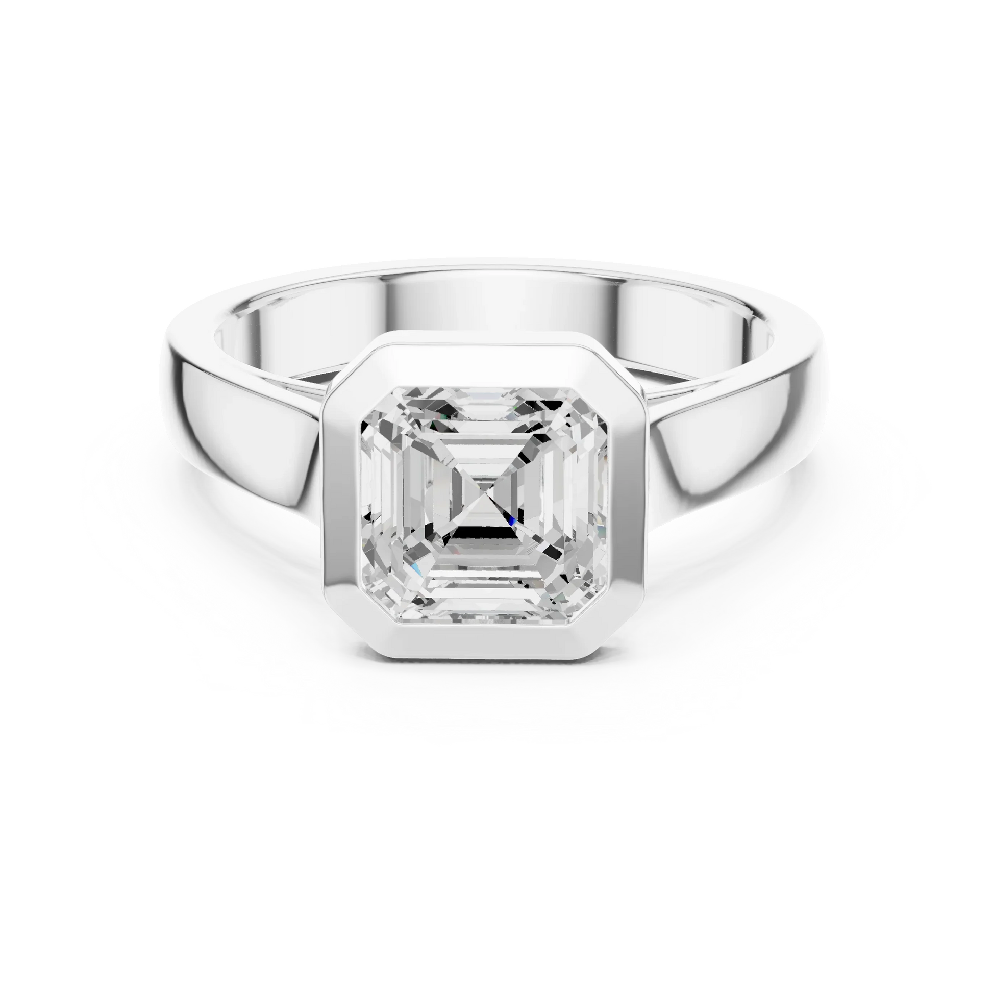 Asscher bezel solitaire ring in white gold with lab-grown diamond – Australia