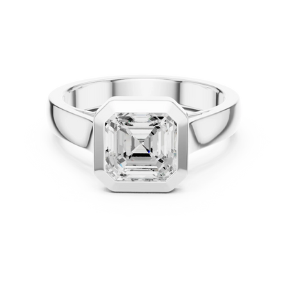 Asscher bezel solitaire ring in white gold with lab-grown diamond – Australia