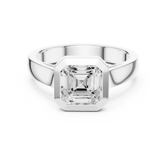 Asscher bezel solitaire ring in white gold with lab-grown diamond – Australia