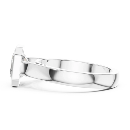 Side view of white gold asscher bezel solitaire ring with lab-grown diamond – Australia