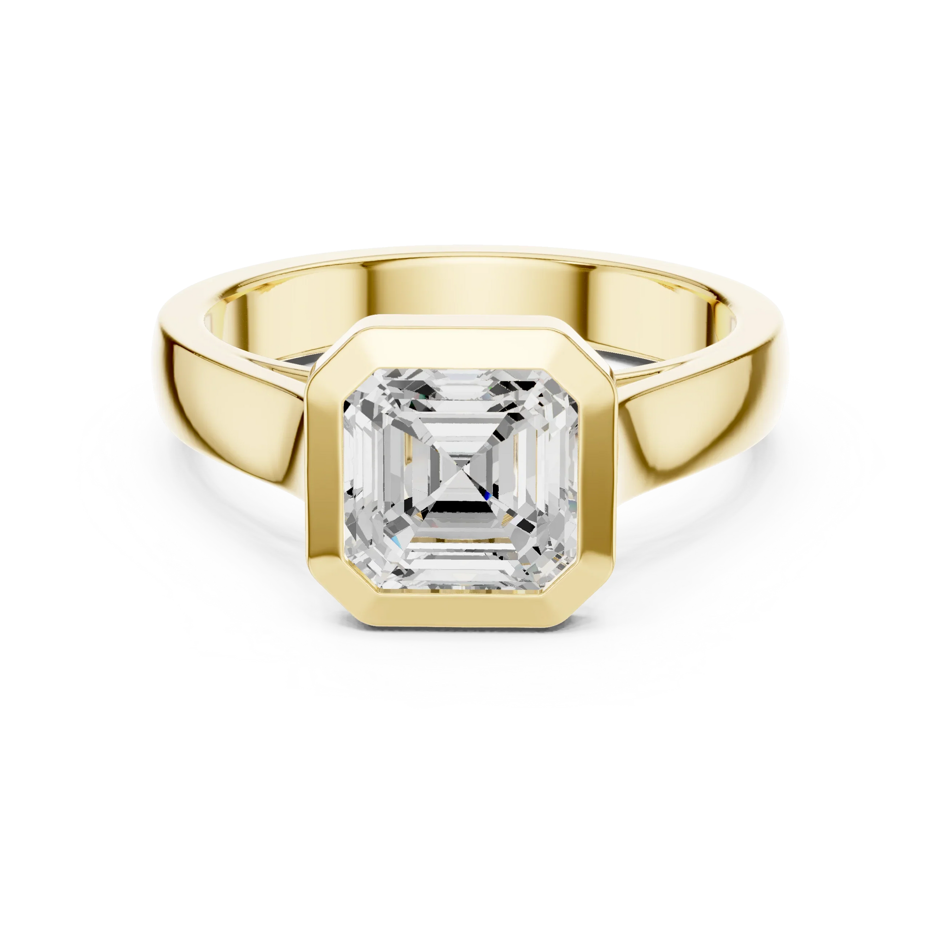 Asscher bezel solitaire ring in yellow gold with lab-grown diamond – Australia