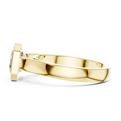 Side view of yellow gold asscher bezel solitaire ring with lab-grown diamond – Australia