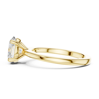 Celestial Oval Brilliance Diamond Ring Yellow Gold Side View Oval Diamond
