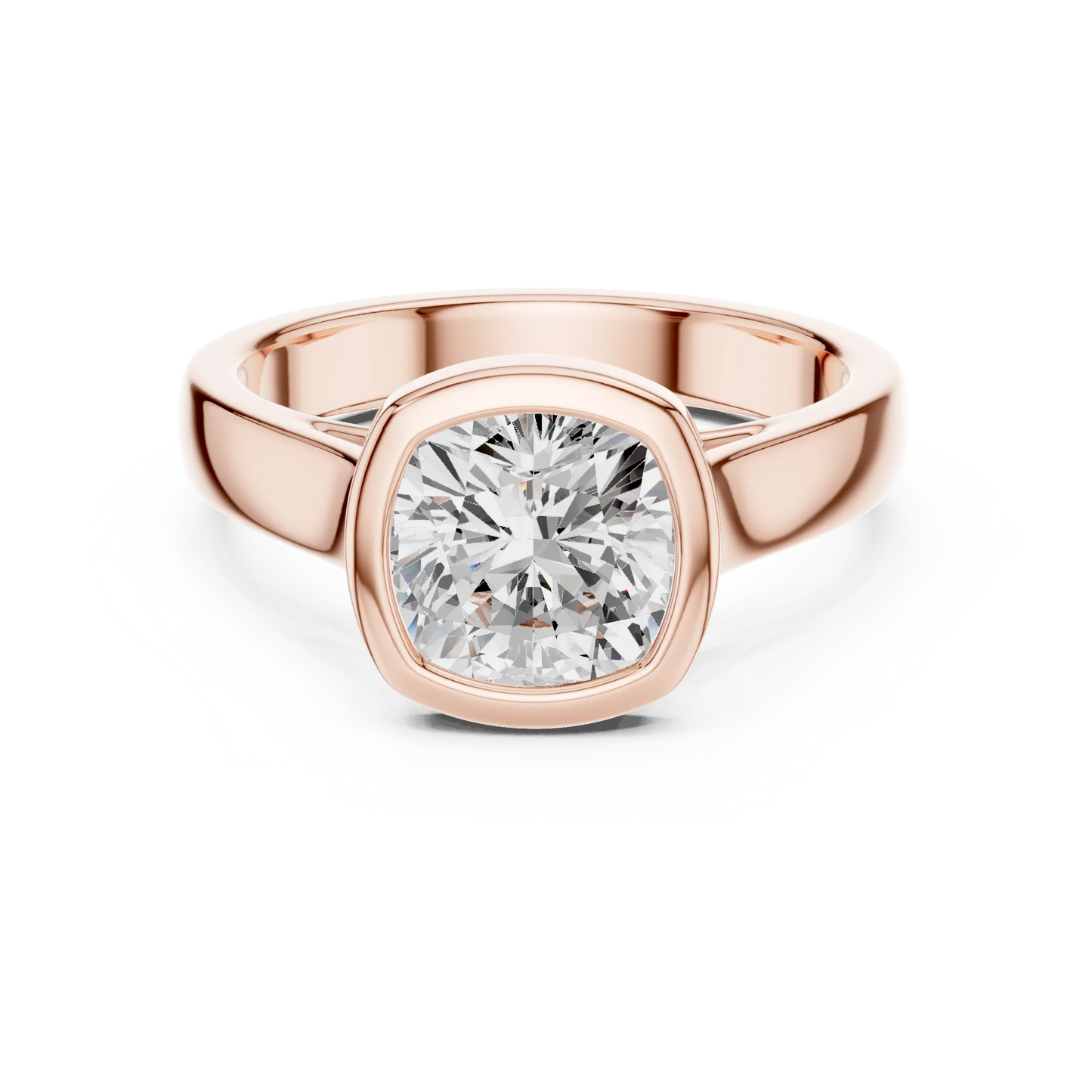 Cushion bezel solitaire ring in rose gold with lab-grown diamond – Australia