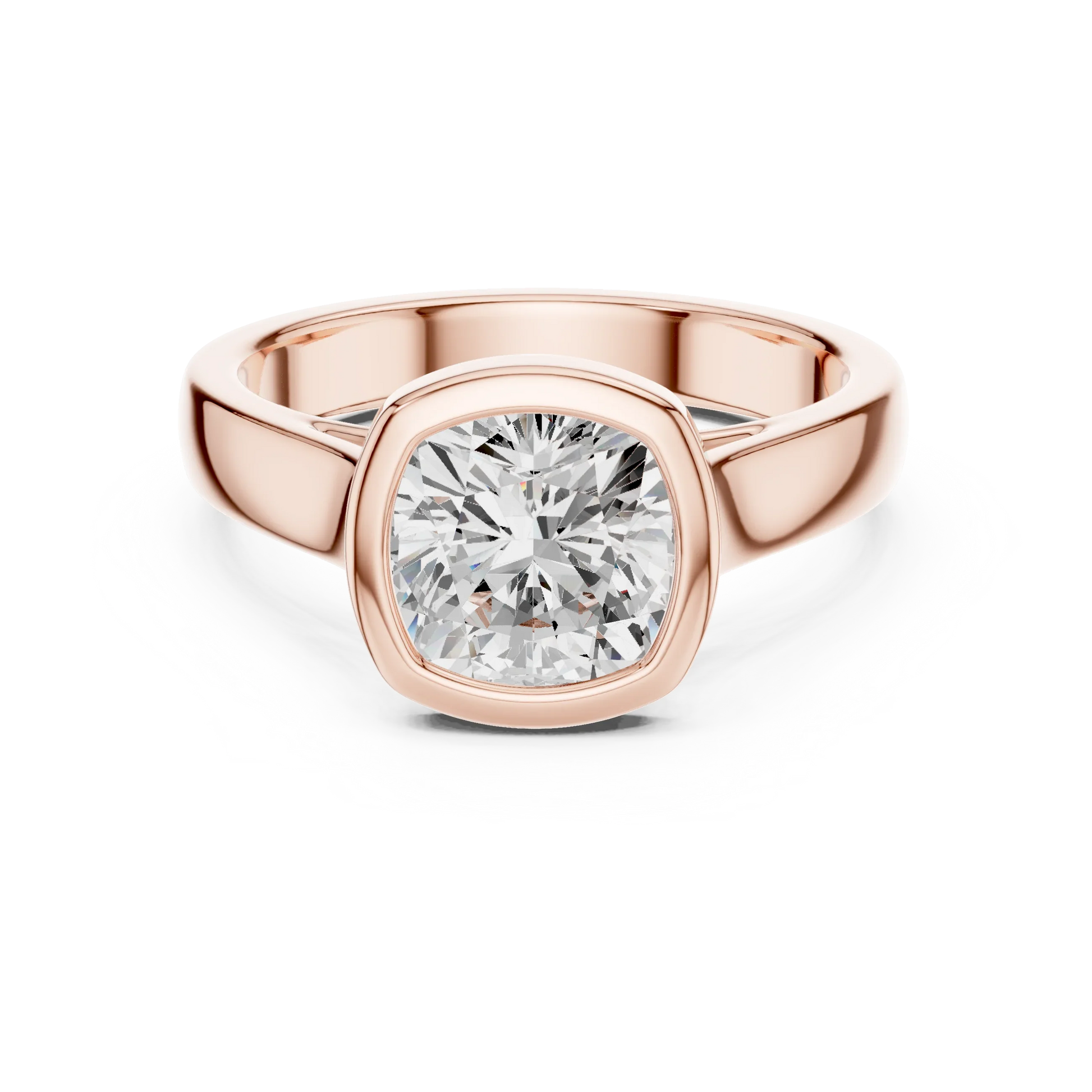 Cushion bezel solitaire ring in rose gold with lab-grown diamond – Australia
