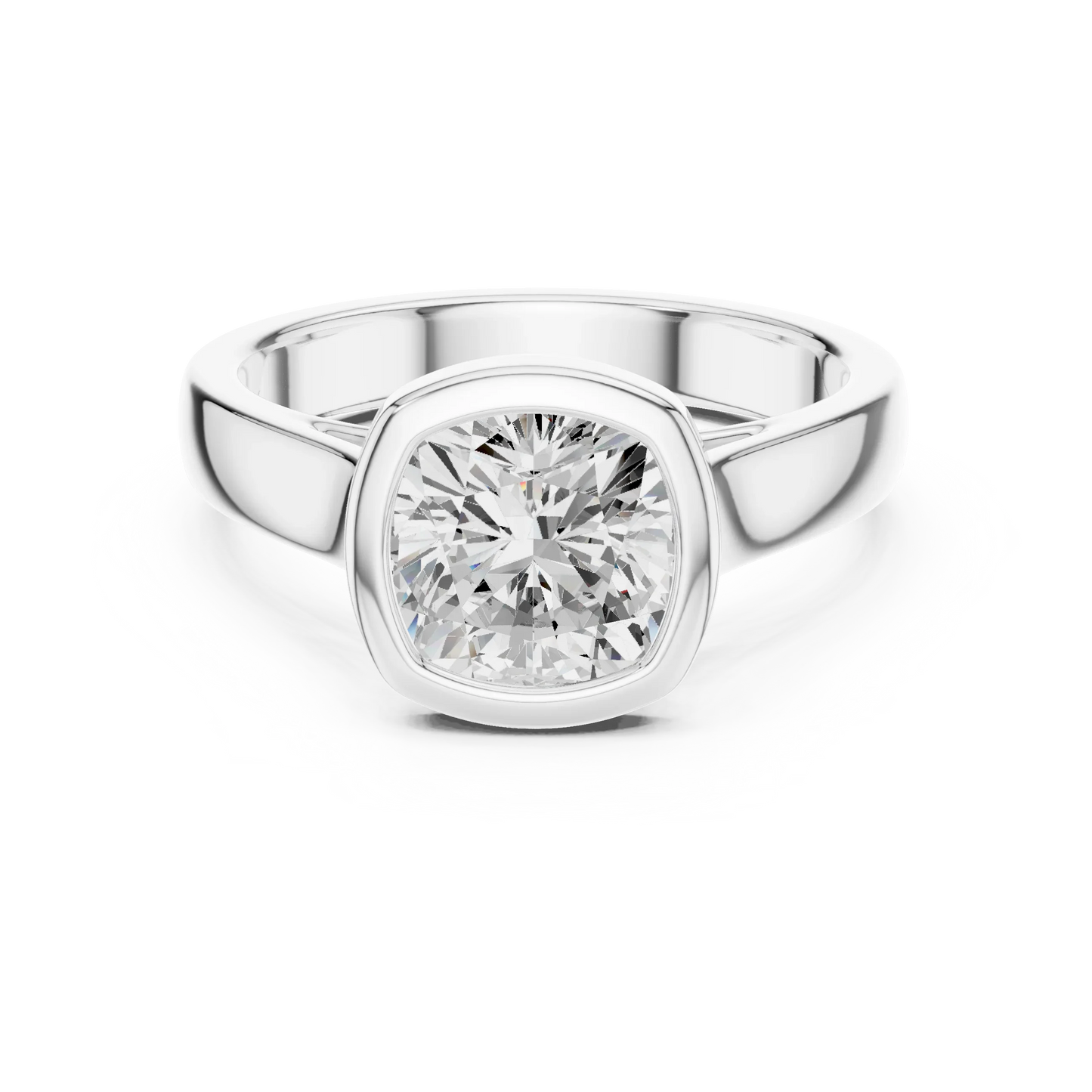 Cushion bezel solitaire ring in white gold with lab-grown diamond – Australia