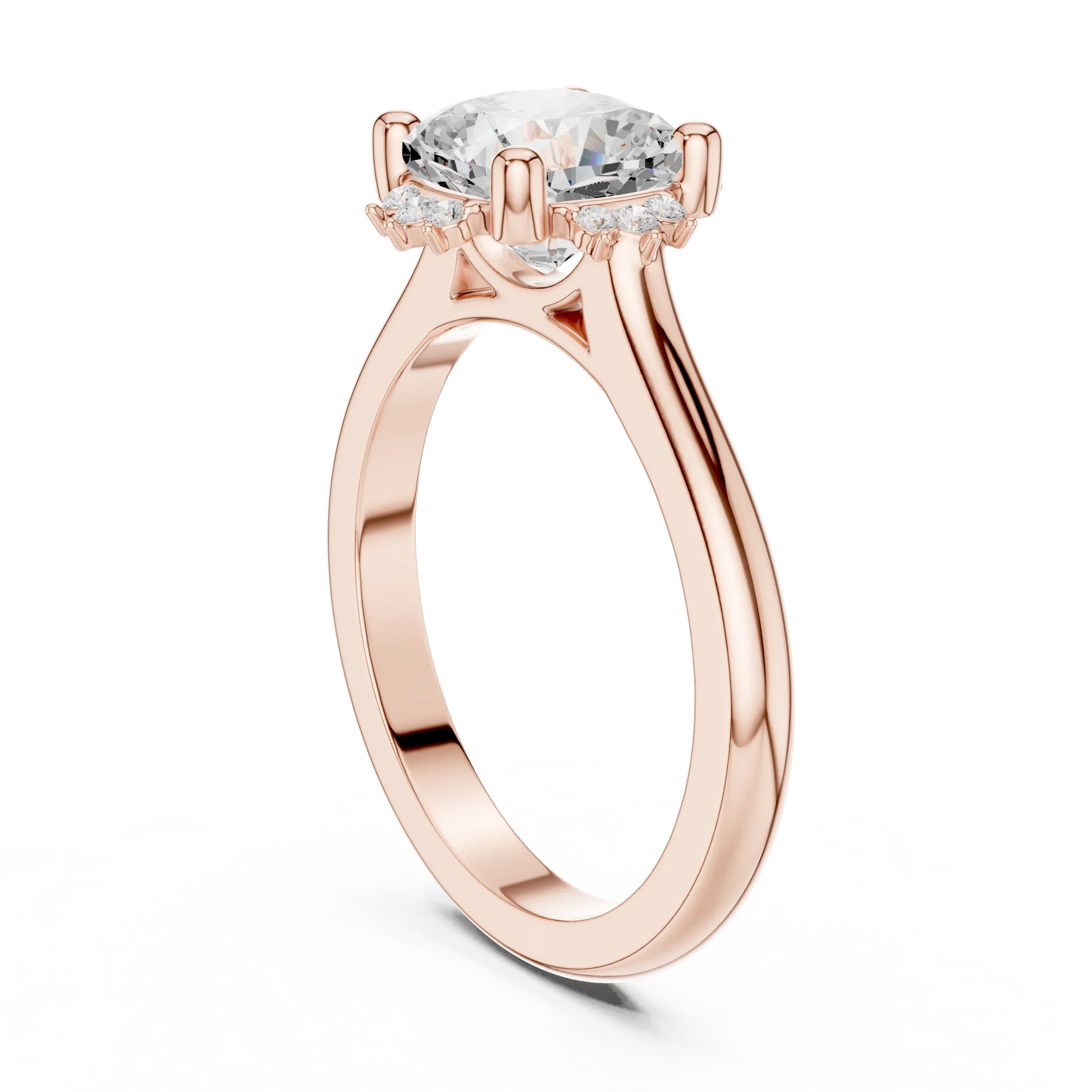 Back side view of rose gold cushion cluster ring with lab-grown diamond 鈥?Australia