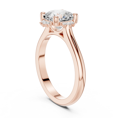 Back side view of rose gold cushion cluster ring with lab-grown diamond 鈥?Australia