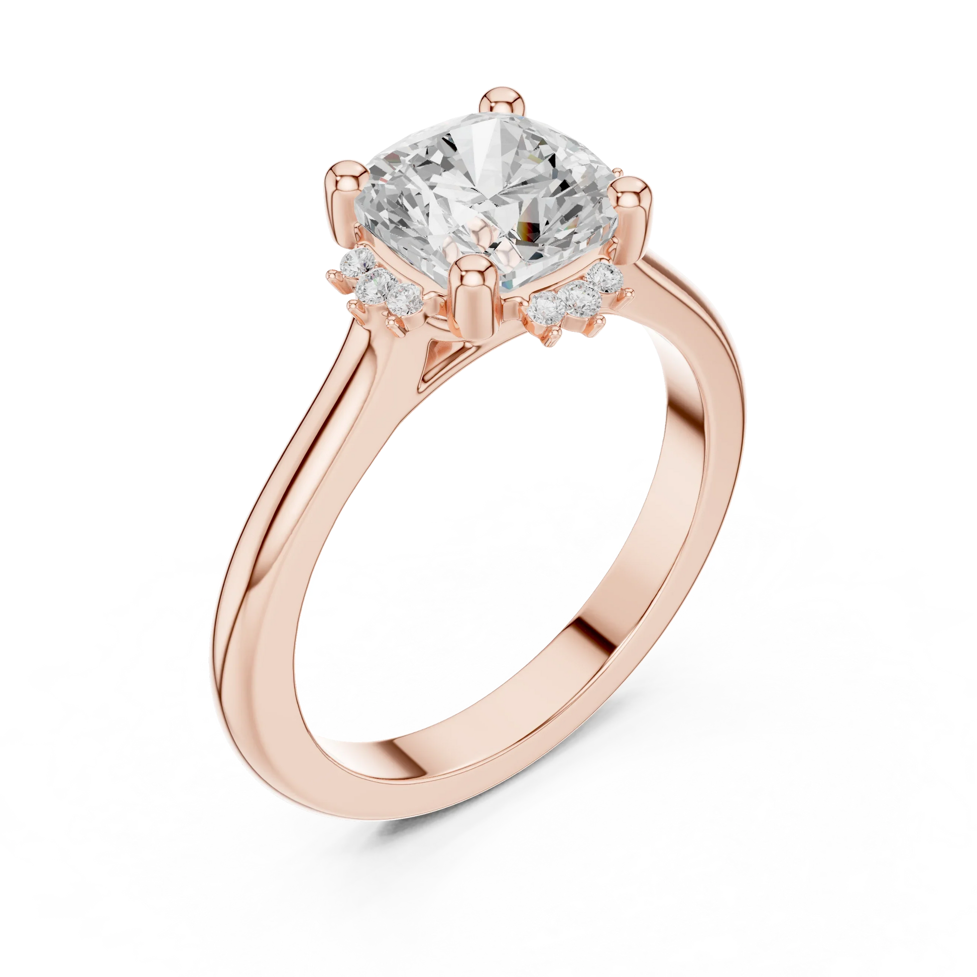 Front view of rose gold cushion cluster ring with lab-grown diamond 鈥?Australia