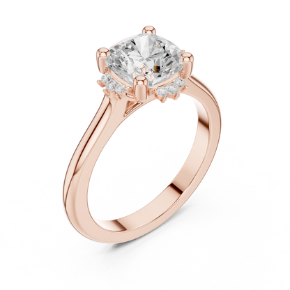 Front view of rose gold cushion cluster ring with lab-grown diamond 鈥?Australia