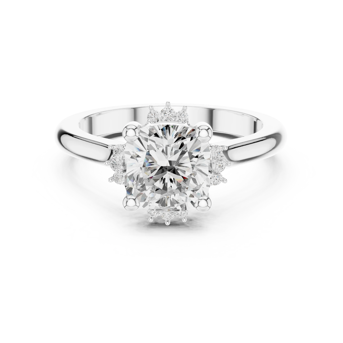Cushion cluster ring in white gold with lab-grown diamond 鈥?Australia
