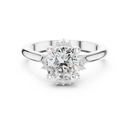 Cushion cluster ring in white gold with lab-grown diamond 鈥?Australia