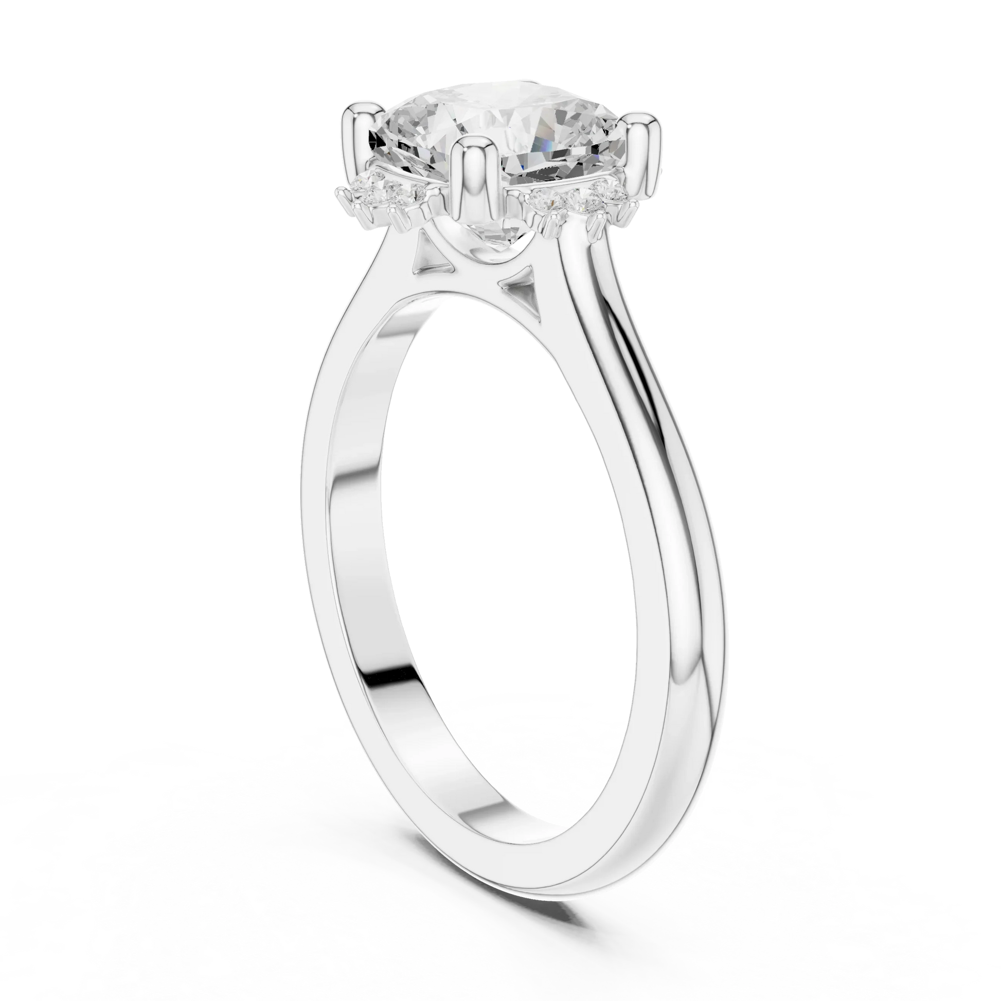 Back side view of white gold cushion cluster ring with lab-grown diamond 鈥?Australia