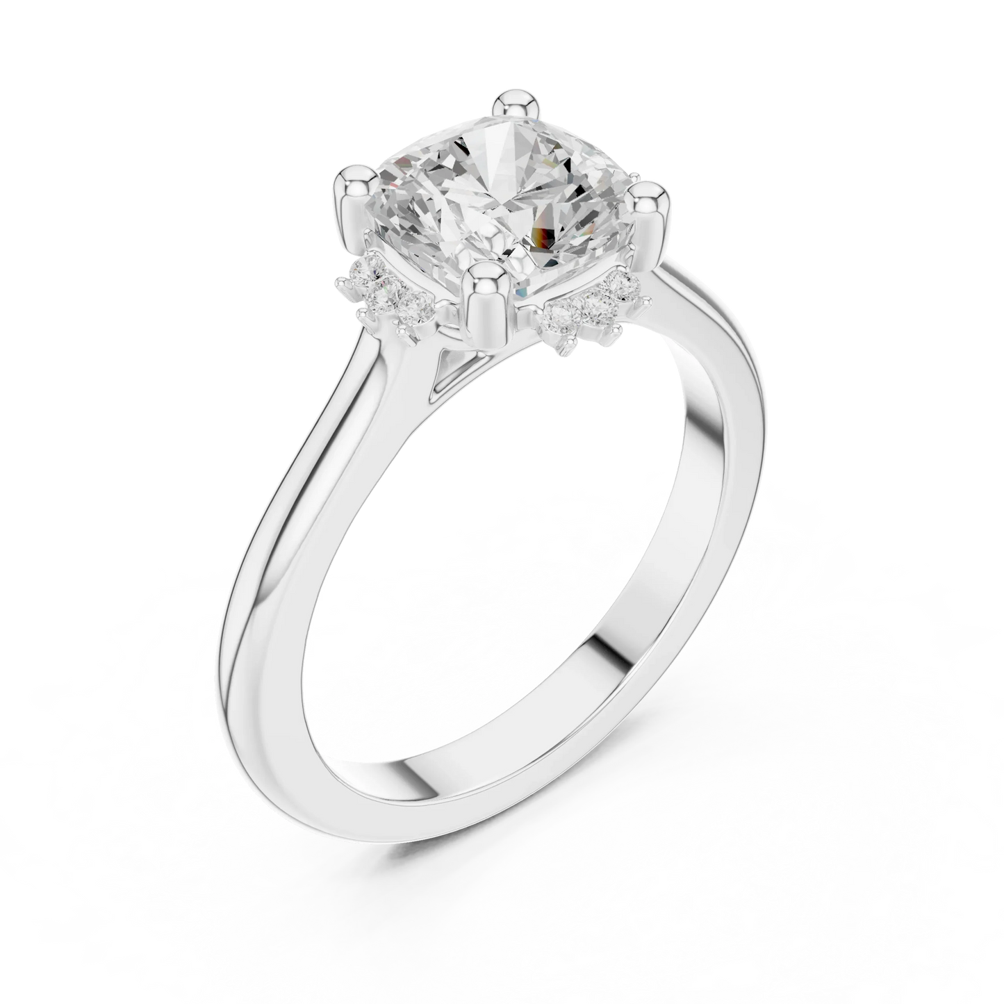 Front view of white gold cushion cluster ring with lab-grown diamond 鈥?Australia