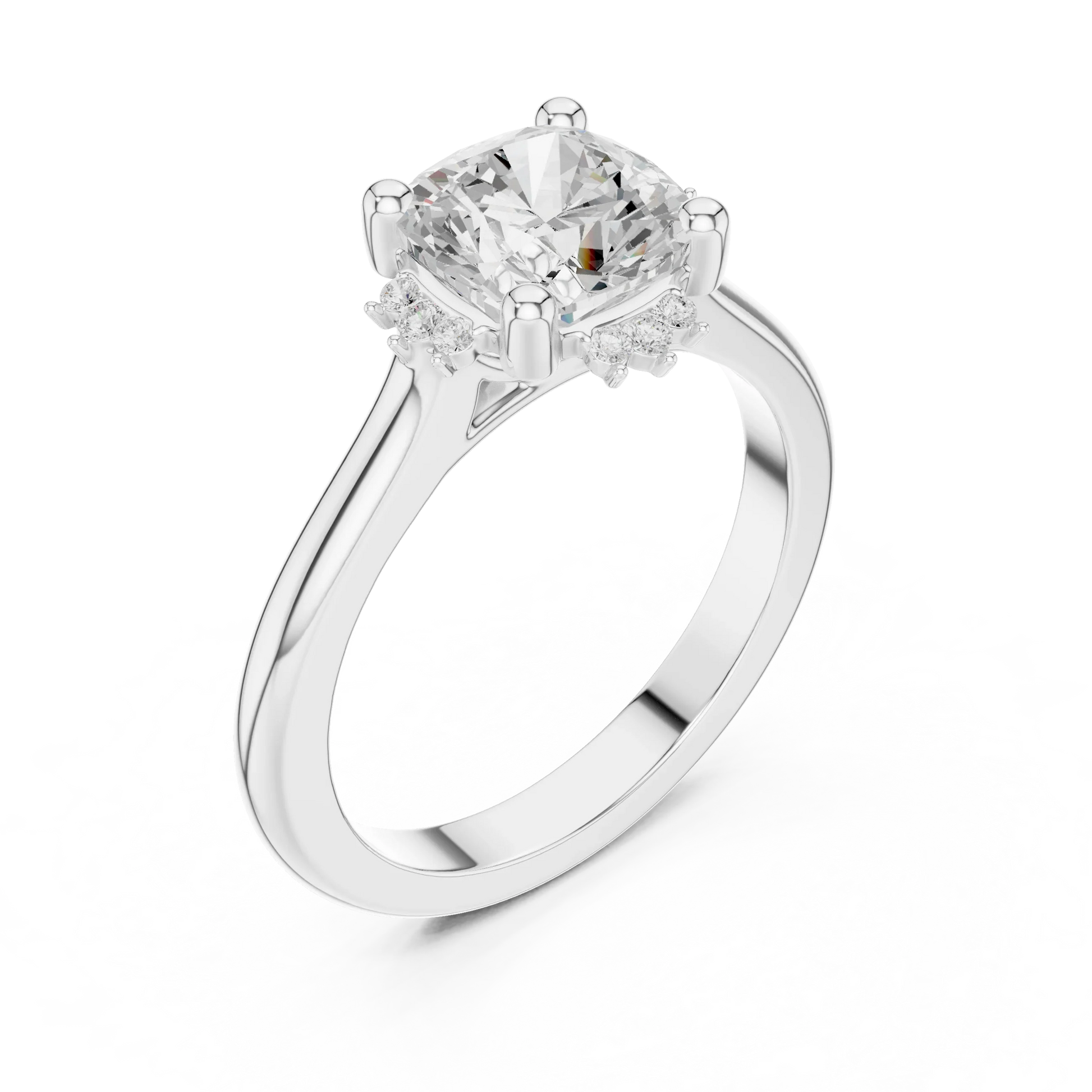 Front view of white gold cushion cluster ring with lab-grown diamond 鈥?Australia