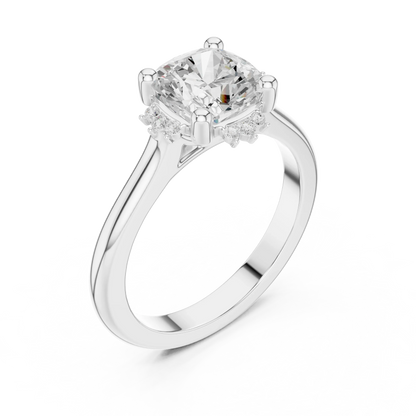 Front view of white gold cushion cluster ring with lab-grown diamond 鈥?Australia