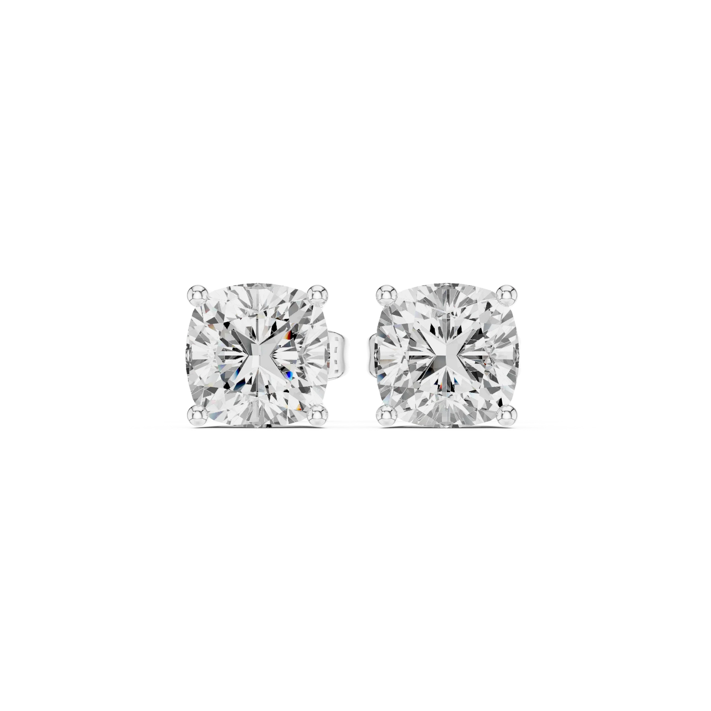 Cushion cut lab grown diamond stud earrings in white gold by Diamonds for Everyone Australia