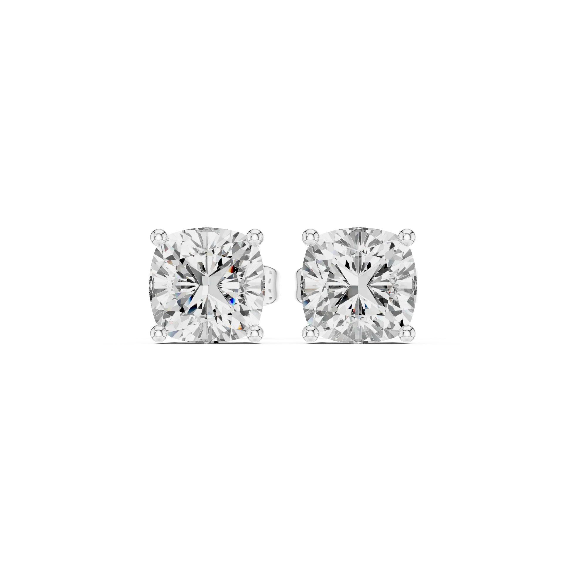 Cushion cut lab grown diamond stud earrings in white gold by Diamonds for Everyone Australia
