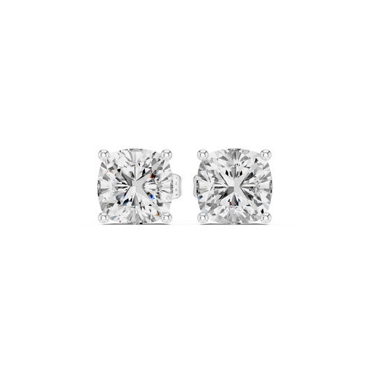 Cushion cut lab grown diamond stud earrings in white gold by Diamonds for Everyone Australia