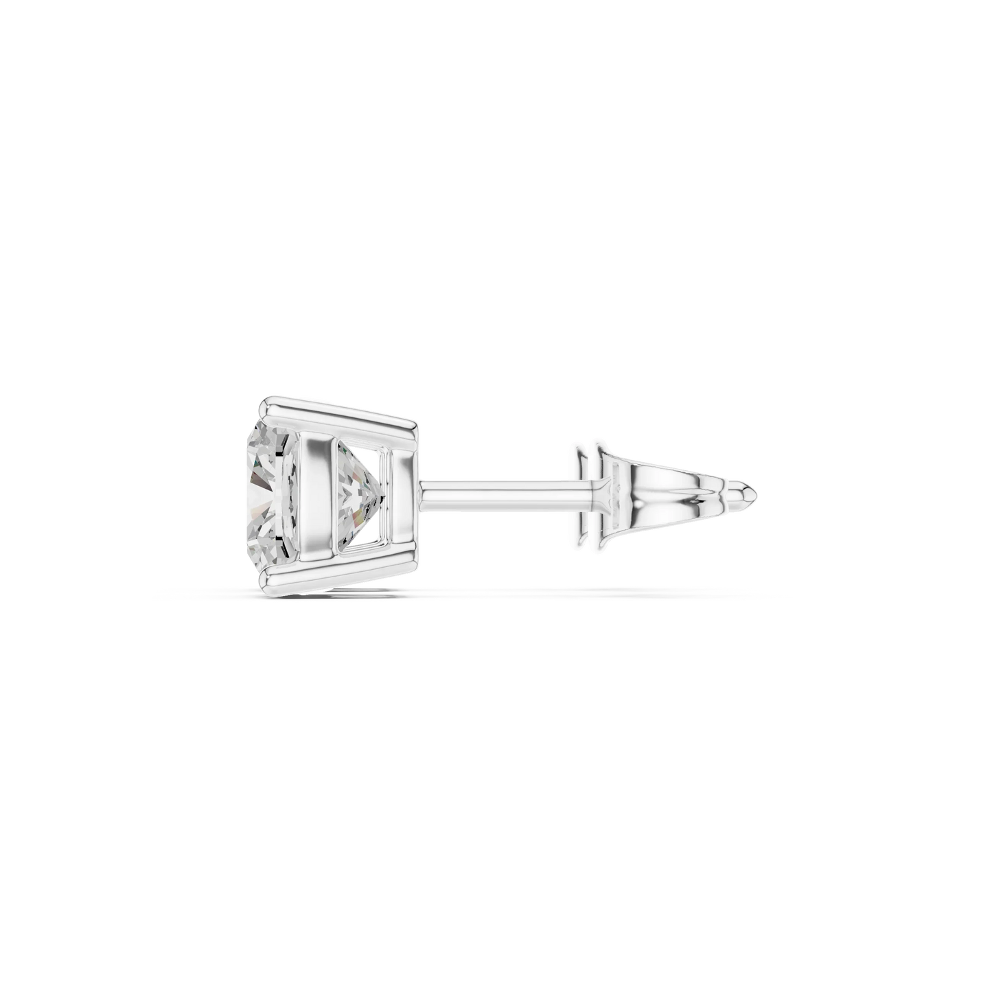 Cushion cut lab grown diamond stud earrings in white gold side view by Diamonds for Everyone Australia