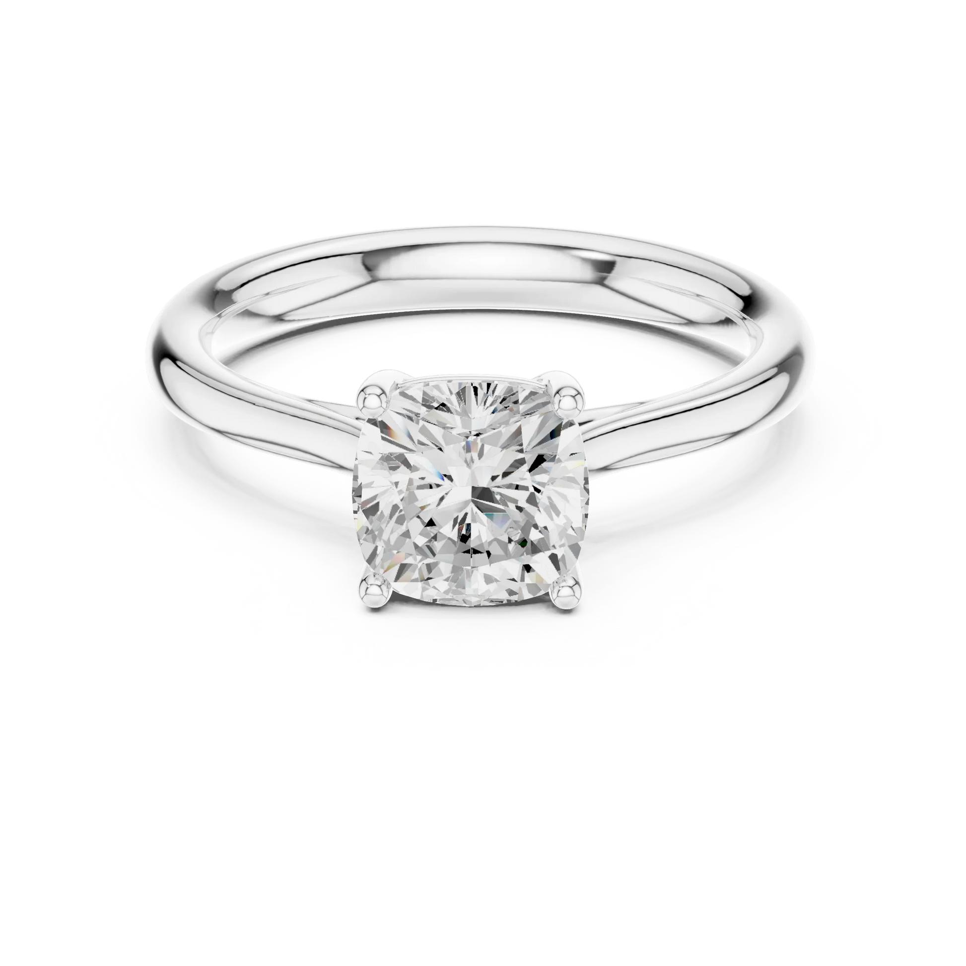 Lab-grown cushion cut solitaire ring in white gold, elegant and timeless design, Australia collection