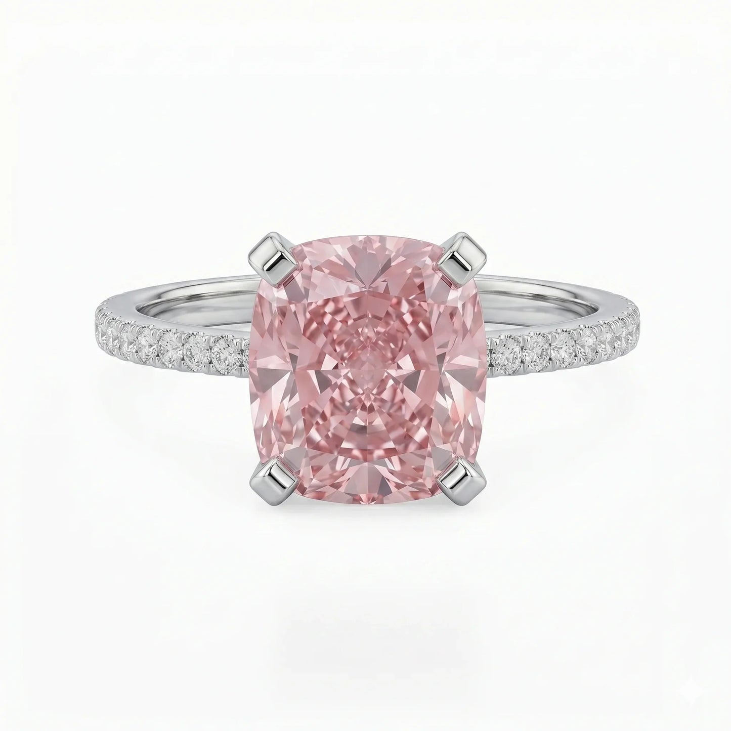Cushion solitaire side stone lab diamond engagement ring in white gold – Australia