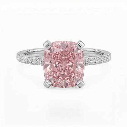 Cushion solitaire side stone lab diamond engagement ring in white gold – Australia