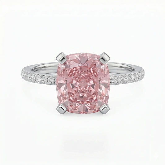 Cushion solitaire side stone lab diamond engagement ring in white gold – Australia