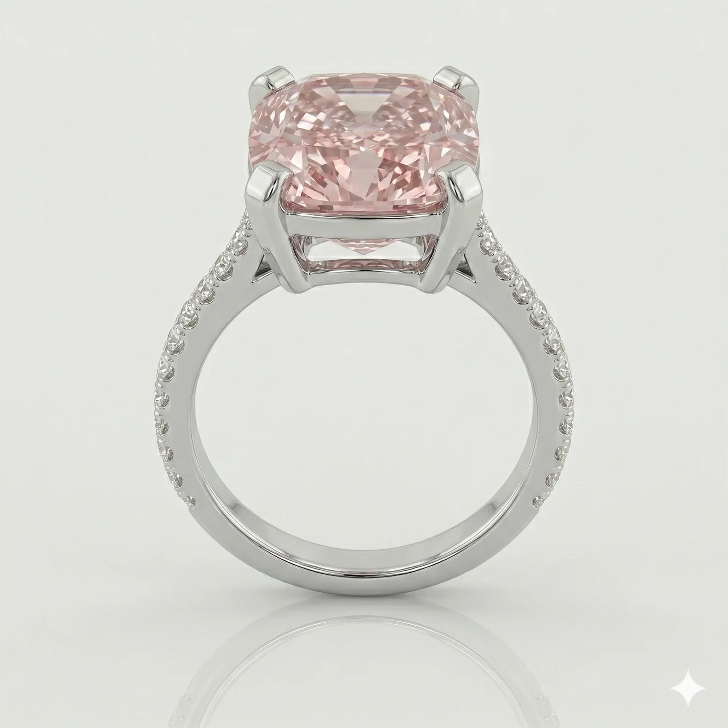 Back view of white gold cushion solitaire side stone lab diamond engagement ring – Australia

