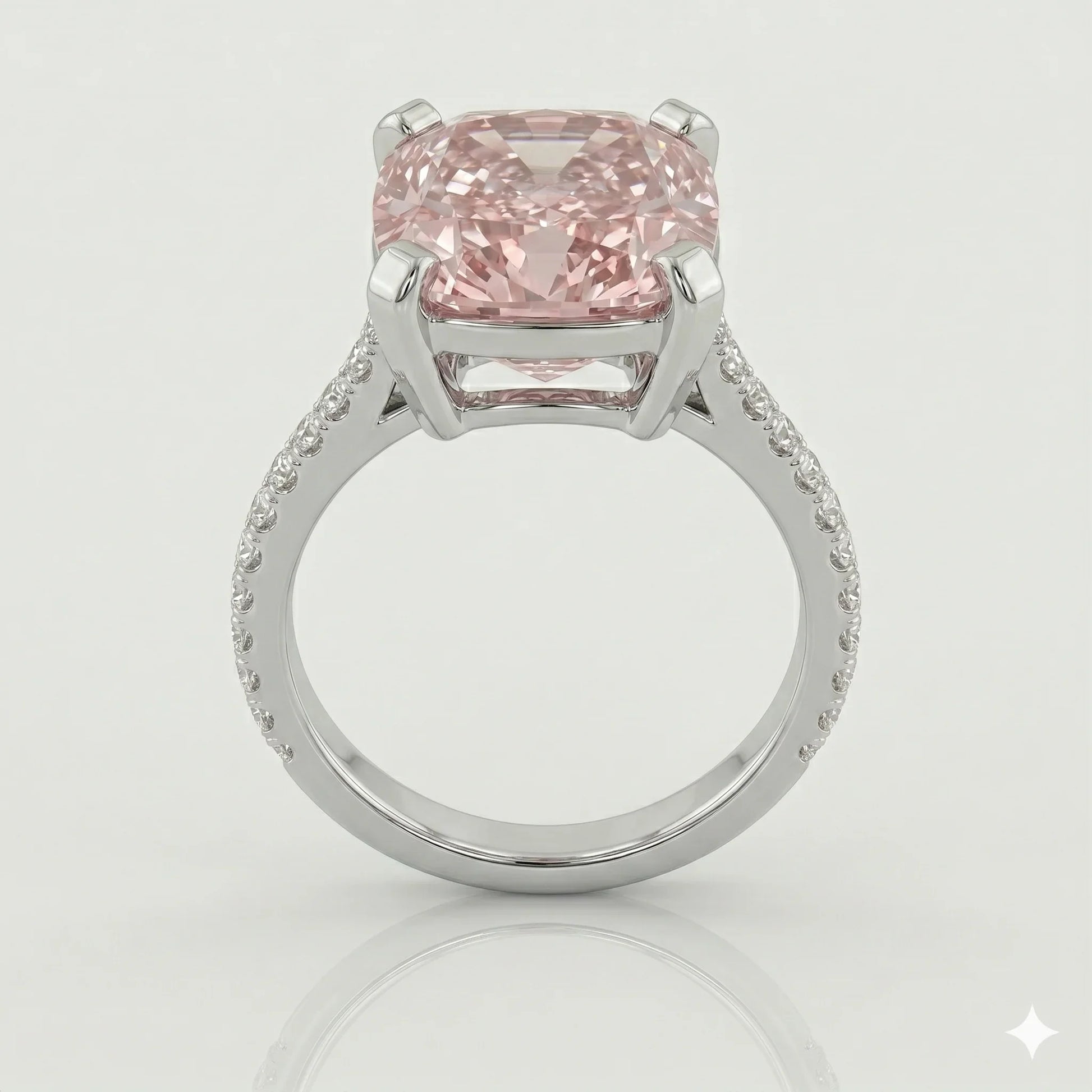 Back view of white gold cushion solitaire side stone lab diamond engagement ring – Australia

