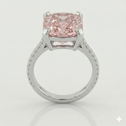Back view of white gold cushion solitaire side stone lab diamond engagement ring – Australia

