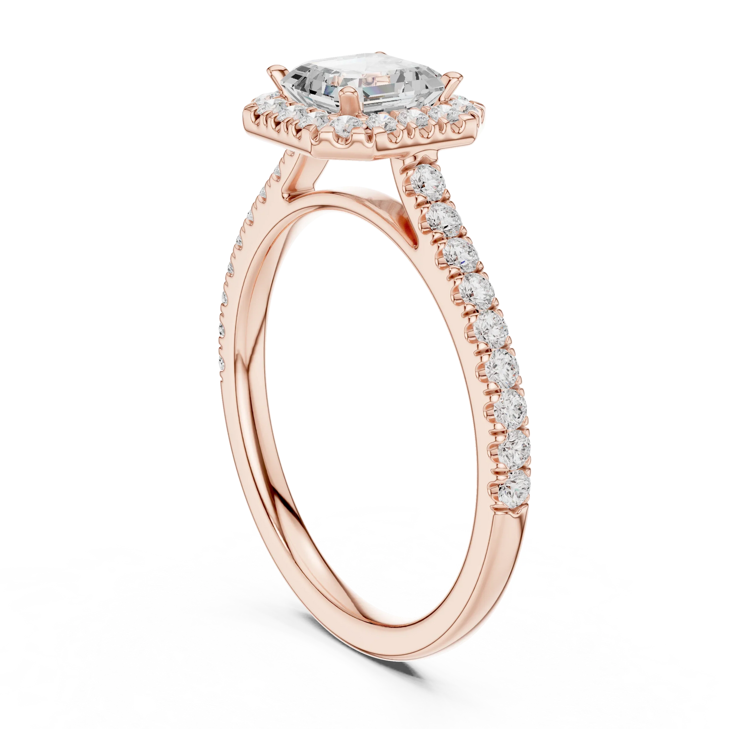Asscher Cut Diamond Halo Pav茅 Ring