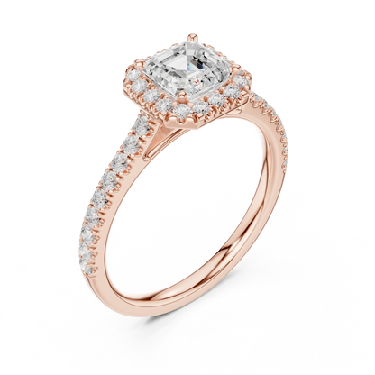 Asscher Cut Diamond Halo Pav茅 Ring