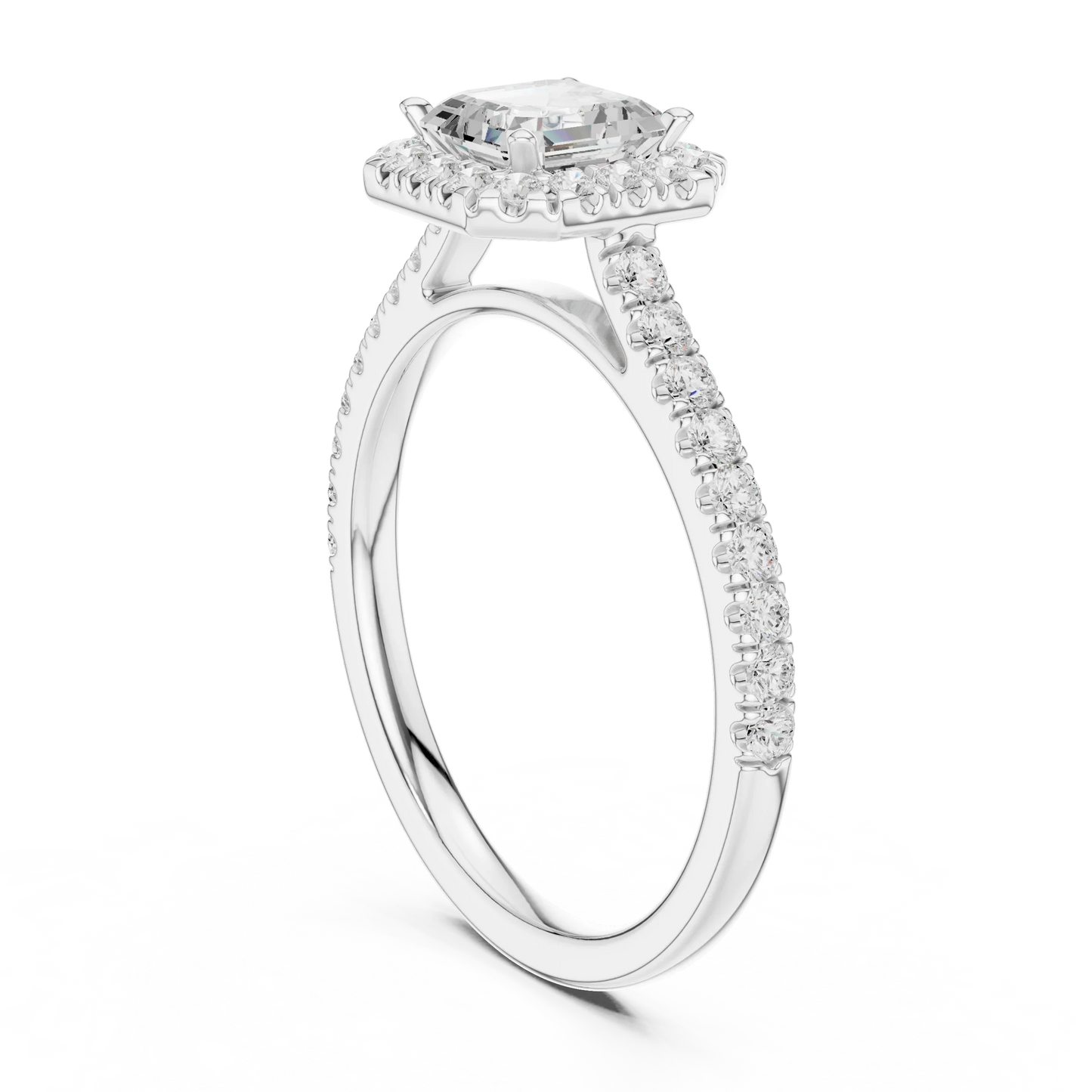 Asscher Cut Diamond Halo Pav茅 Ring