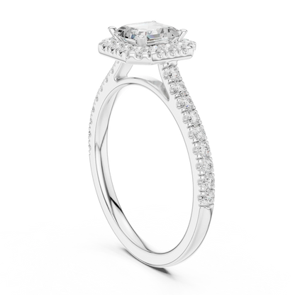 Asscher Cut Diamond Halo Pav茅 Ring