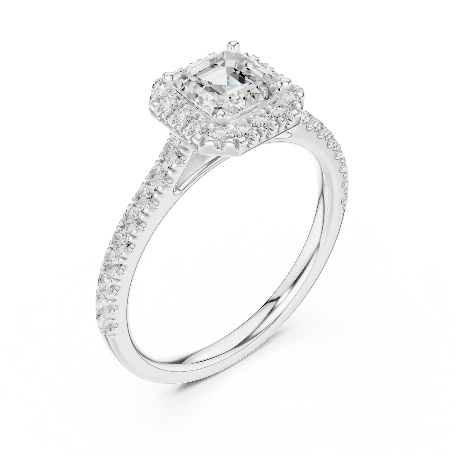 Asscher Cut Diamond Halo Pav茅 Ring
