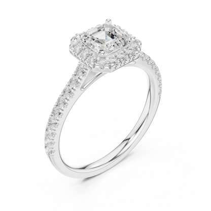 Asscher Cut Diamond Halo Pav茅 Ring
