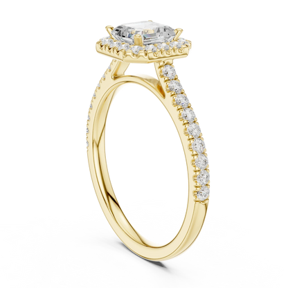 Asscher Cut Diamond Halo Pav茅 Ring