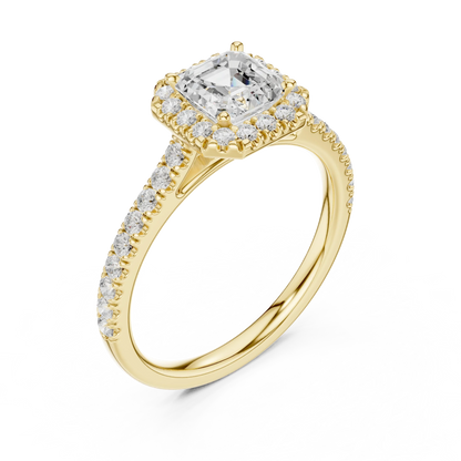 Asscher Cut Diamond Halo Pav茅 Ring