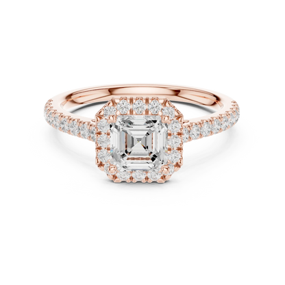 Asscher Cut Diamond Halo Pav茅 Ring