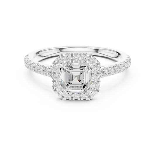 Asscher Cut Diamond Halo Pav茅 Ring