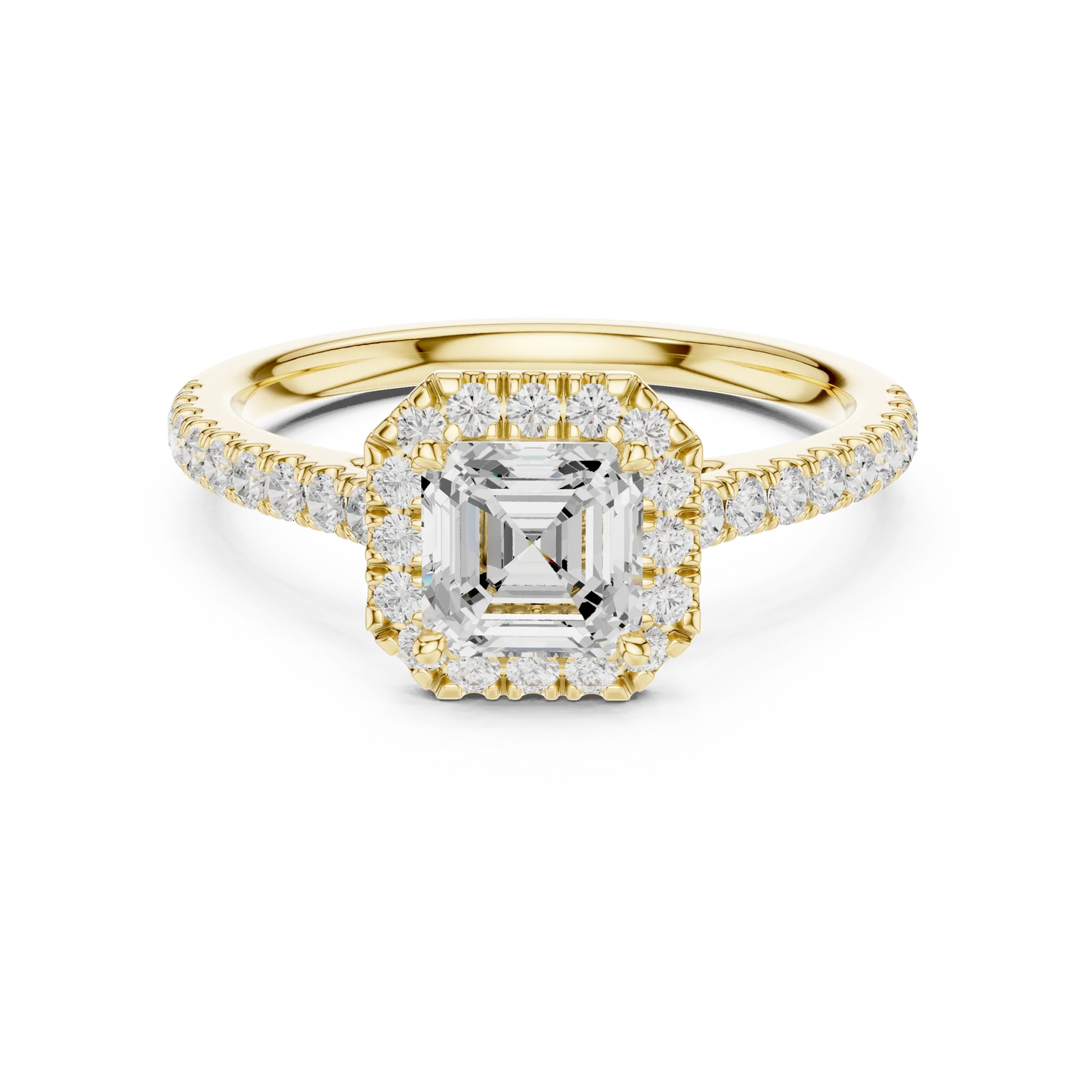 Asscher Cut Diamond Halo Pav茅 Ring