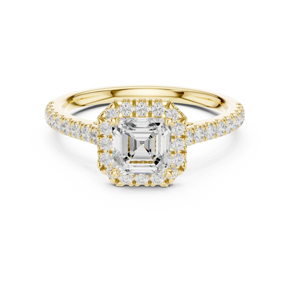 Asscher Cut Diamond Halo Pav茅 Ring