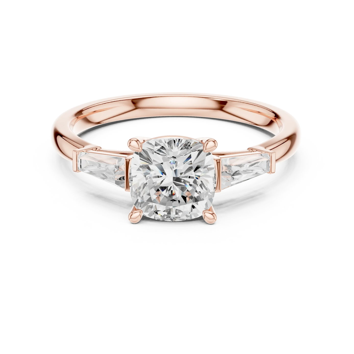 Cushion Three Stone Ring