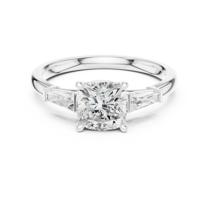 Cushion Three Stone Ring