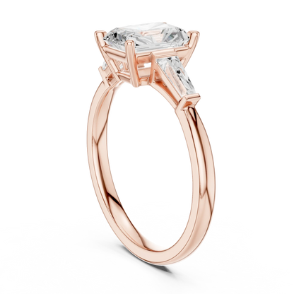 Radiant Three Stone Ring