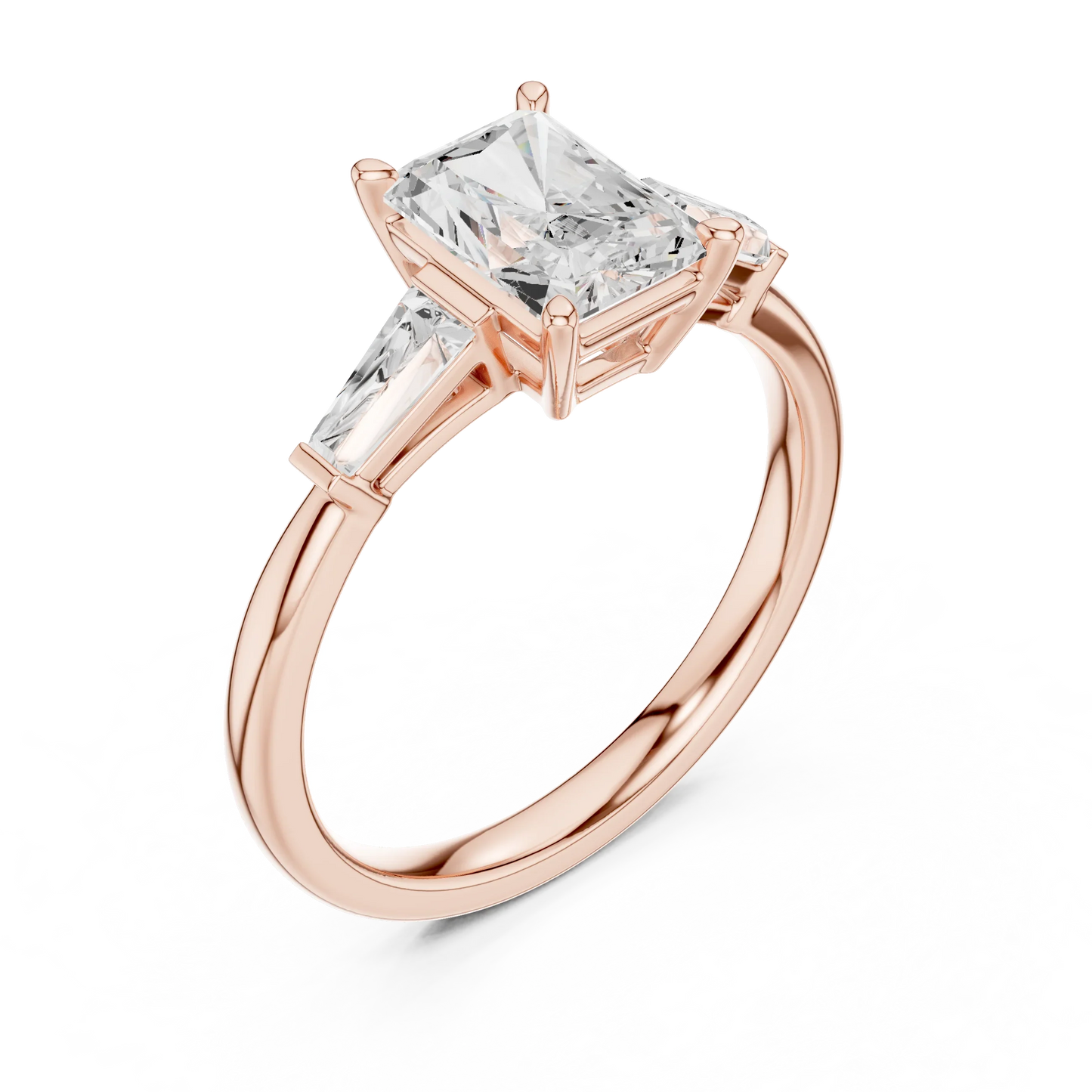 Radiant Three Stone Ring