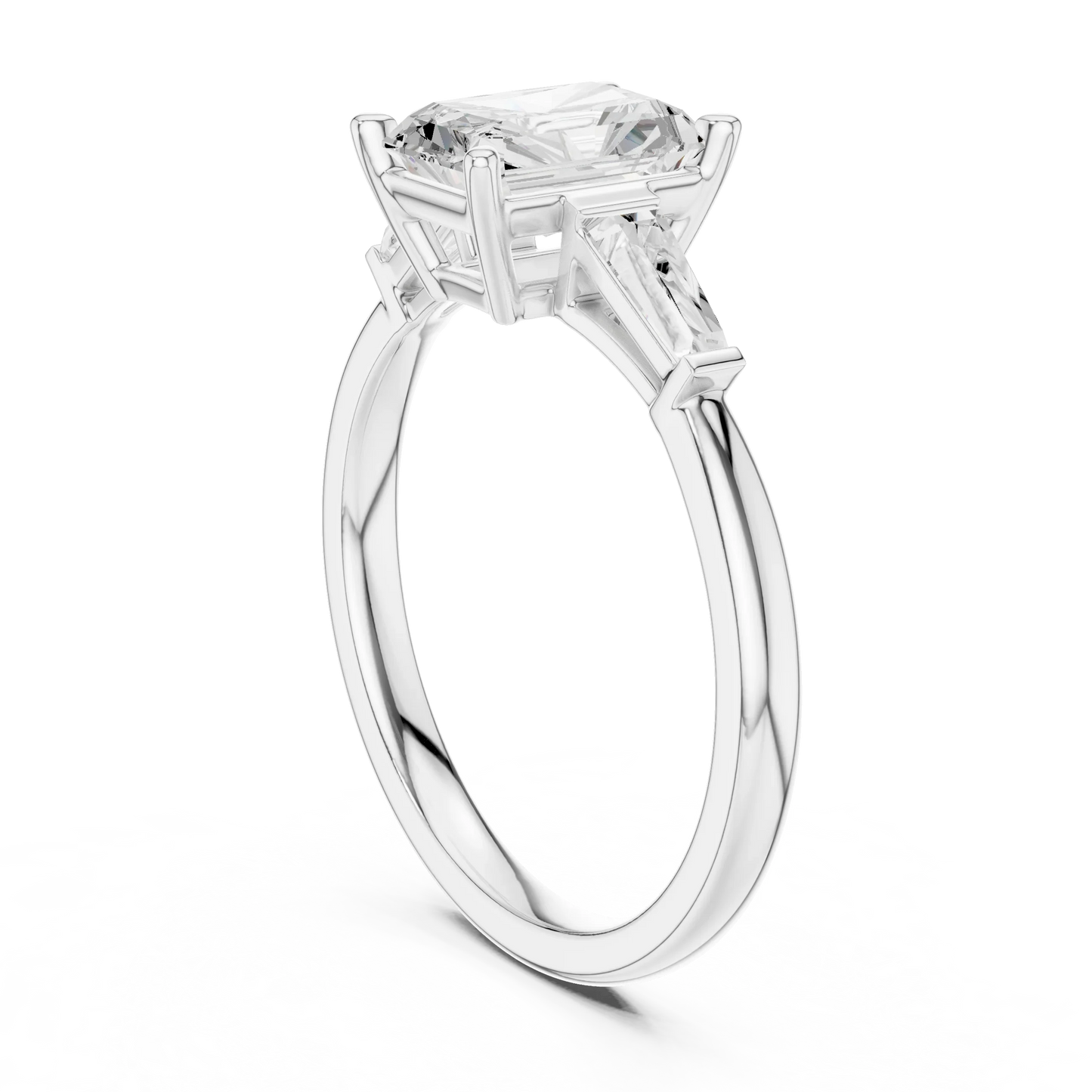 Radiant Three Stone Ring