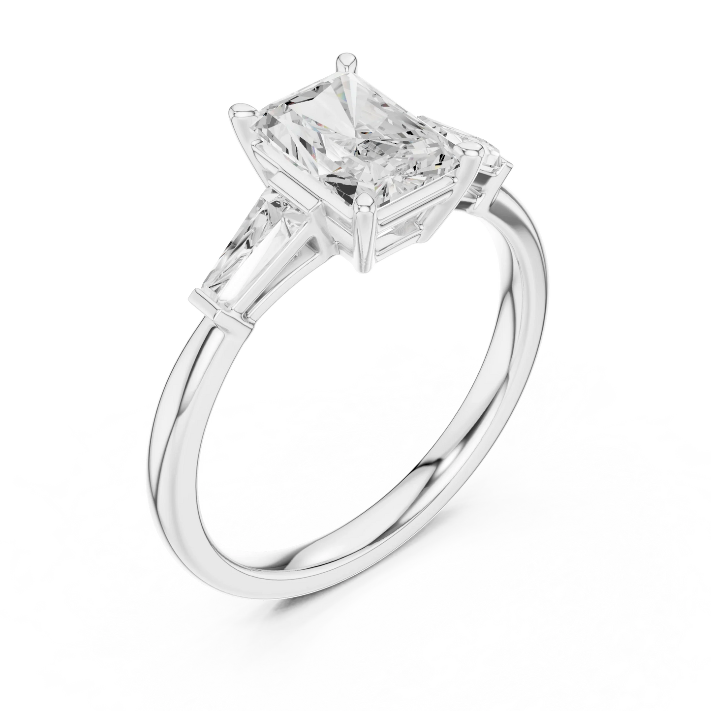 Radiant Three Stone Ring